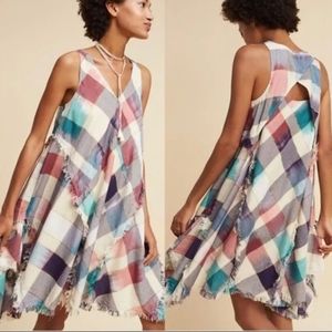 Maeve by Anthropologie Cotton Patchwork Asymmetrical Swing Dress Size M